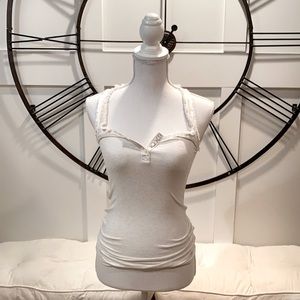 White frilly tank-top